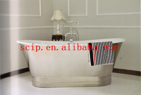 skirted silver cast iron clawfoot bath tub