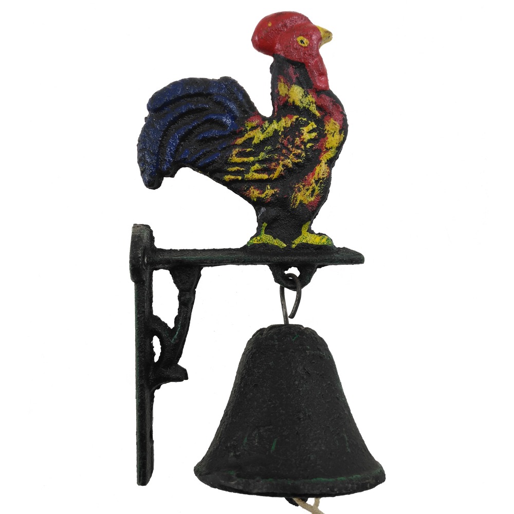 hand-painted big cock cast iron dinner bell door bell decoration