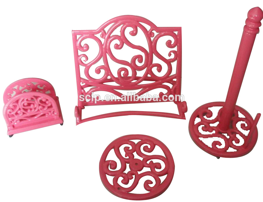 2016 Exquisite Tableware Accessories with enamel cast iron,include book stand,paper holder,towel holder and trivet.