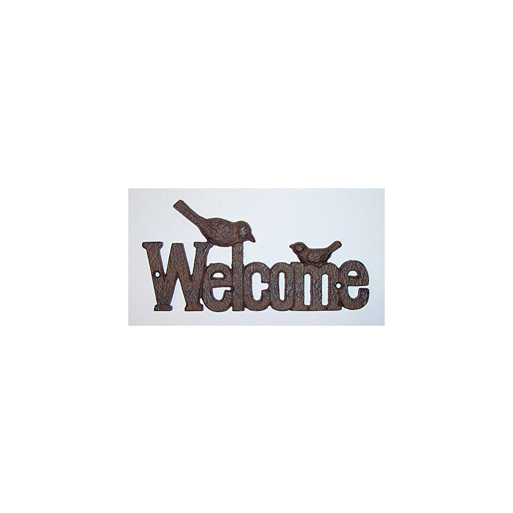 Heavy Cast Iron - Primitive Western Design - Welcome Sign - With Two Birds On The Top - Wall Hanging - Indoor or Outdoor Use
