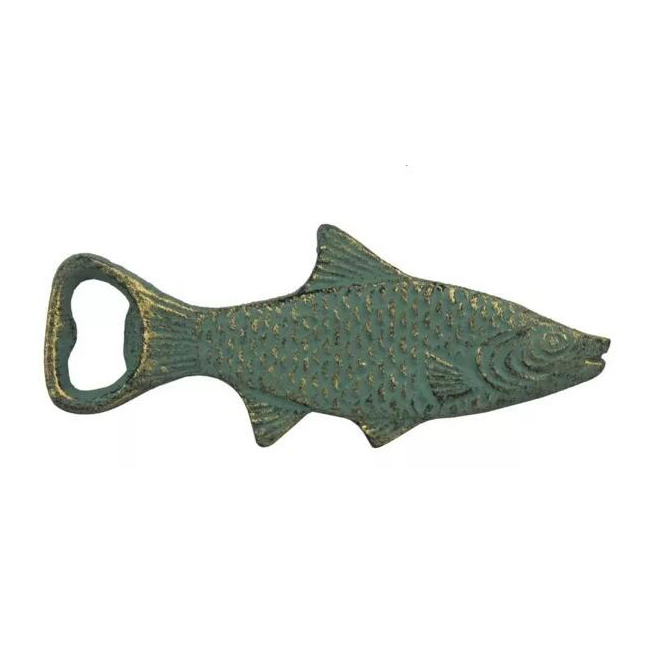 Cast Iron Decorative Fish Bottle Opener, Antique Bronze, 7&quot;
