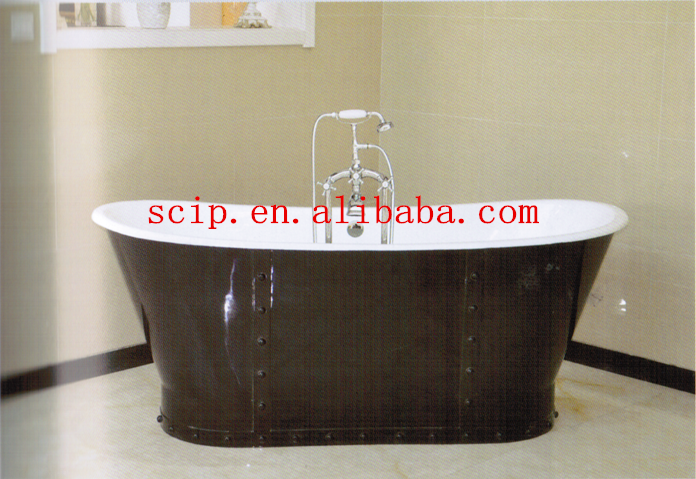 brown new design freestanding cast iron bathtubs with skirt
