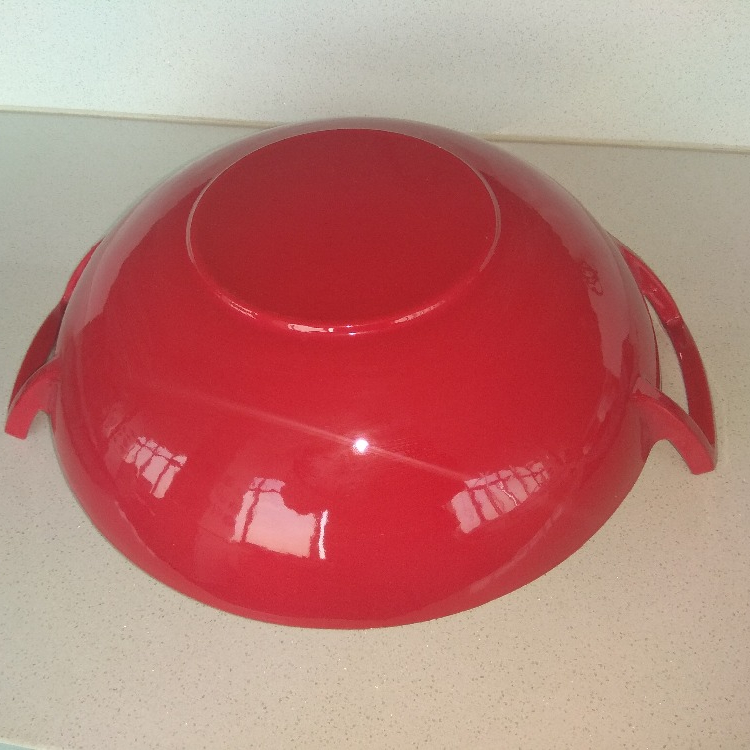 13 Years Golden Supplier 13.7&quot; Red Enameled Heavy Cast Iron Wok Pan