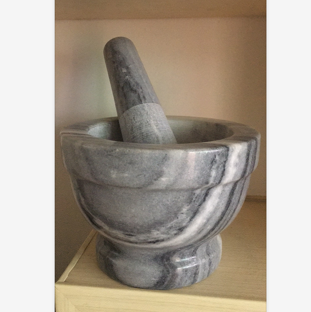 Natural Marble Mortar &amp; Pestle Stone Grinder for Spices Seasonings Pastes Pestos and Guacamole