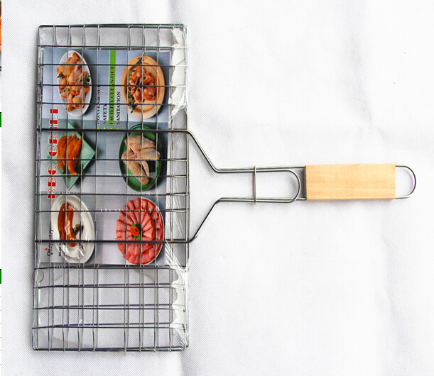 BBQ grill mesh with flat handle,iron BBQ Charcoal Grill factory supply