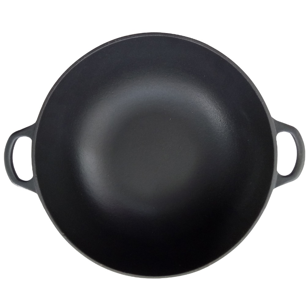 Smooth Balanced Base 14-inch large black Cast Iron Work with Wide Handles