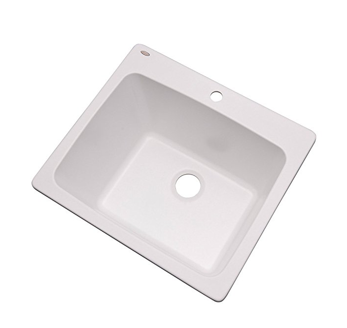 Composite Utility Sink with One Hole, 25&quot;, White Natural Stone