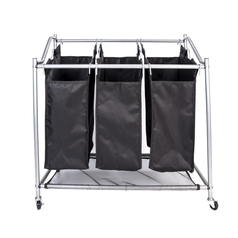 Laundry Sorter 3 Bag Laundry Hamper Sorter with Rolling Heavy Duty Casters Laundry Organizer Cart for Clothes Storage