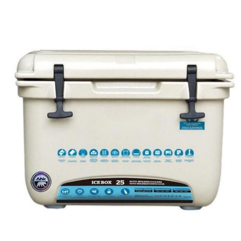 HT-RH25 Solid Portable Plastic Tan Cooler Box Keep Ice Frozen Longer