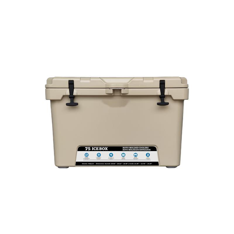 HT-EH75 Solid Portable Plastic Tan Cooler Box Keep Ice Frozen Longer