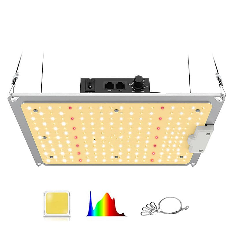 LED Grow Light, with LM301b Chips, Full Spectrum 2.7umol/J 110W 0-10V Chain Daisy, With Dimmer Knob