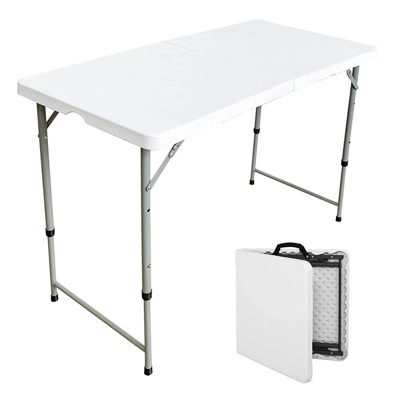 Folding Table Indoor Outdoor Heavy Duty Portable Folding Plastic Dining Table w/Handle, Lock for Picnic, Party, Camping - White (4ft, 6ft, 8ft) (4ft)