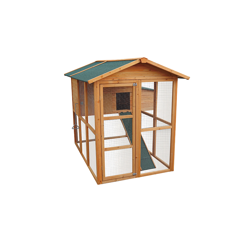 CB-PCC2013 Hen Cage with Ventilation Window and Door, Removable Tray, Garden With Gridding Fence, Backyard Pet House Chicken Nesting Box