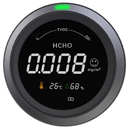 4 in 1 Smart Air Quality Monitor. TVOC/HCHO/Temperature&Humidity High-Precision Accurate to 0.001mg. Large Screen that easy to read.