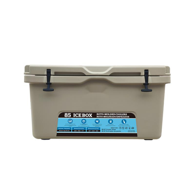 HT-AH85 Solid Portable Plastic Tan Cooler Box Keep Ice Frozen Longer