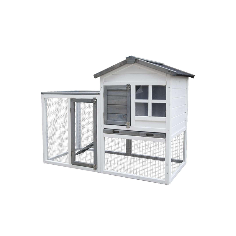 CB-PHST1220NR Sturdy Bunny House for Rabbits& Hamster, Removable Tray, Garden With Gridding Fence, Backyard Pet House
