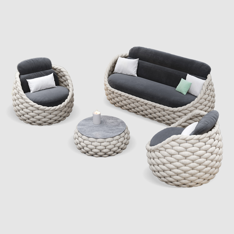 cheap Rope Sofa Chair Set Garden Furniture Luxury Modern Outdoor Waterproof Seats