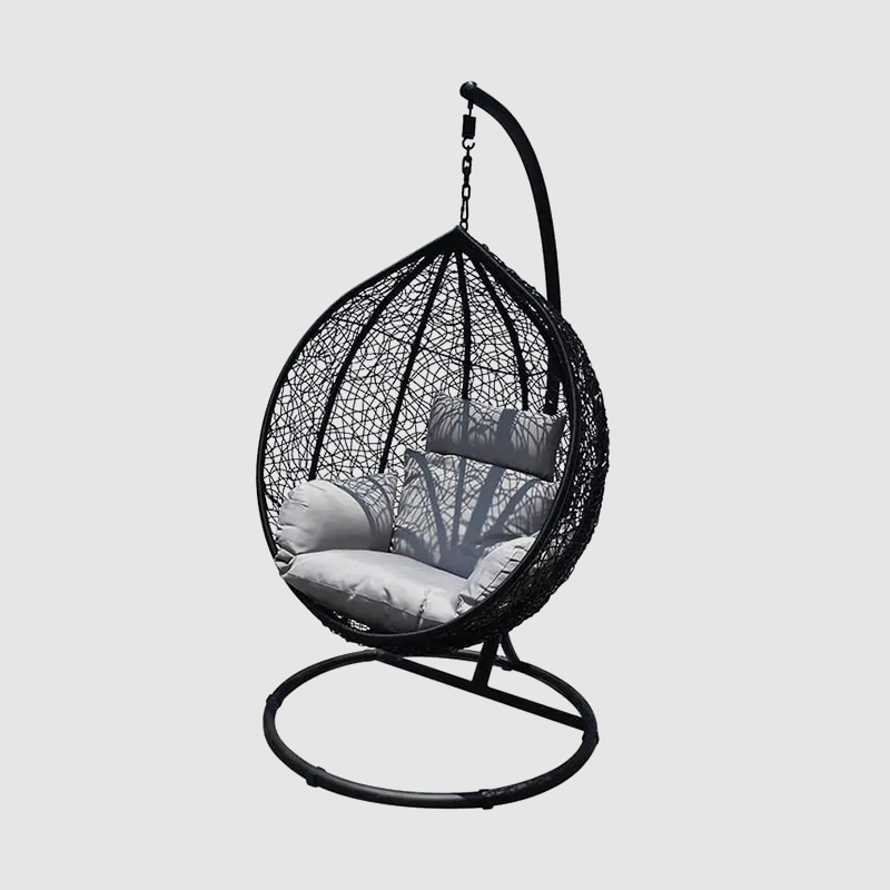 Wholesale custom PE rattan steel swing egg hanging basket chair with seat cushion swing chair