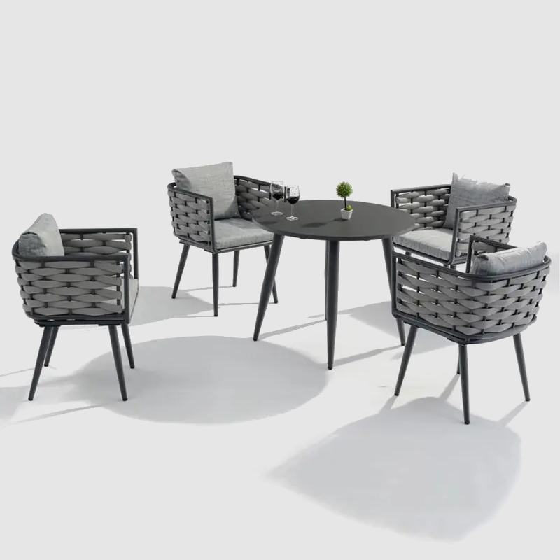 Modern garden outdoor leisure rope woven dining chair with aluminum frame woven chair