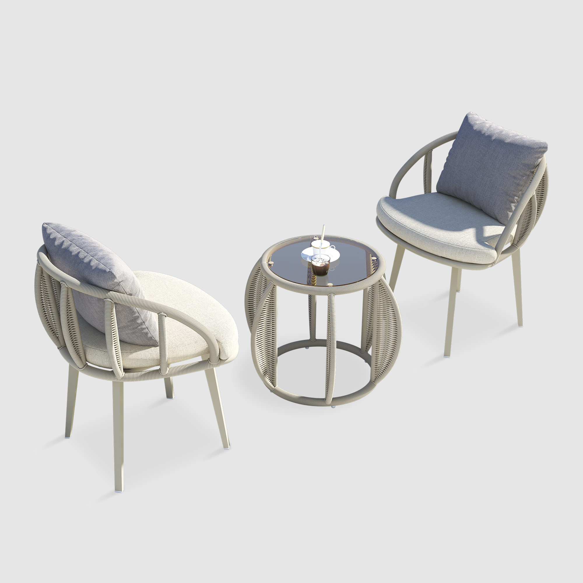 Hotel Design Patio Outdoor Furniture Rope Table And Chairs