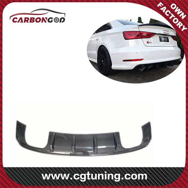 Carbon Fiber Rear Bumper Diffuser For Audi S3 A3 Sline 14-16