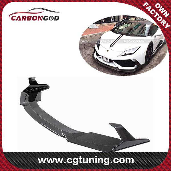 Carbon fiber front bumper lip with side splitters for Lamborghini LP610 Huracan DM style