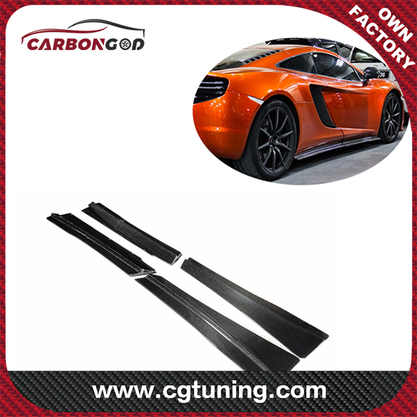 4-PC RZA style Carbon Fiber Side Skirts Extensions for McLaren MP4 12C 650S
