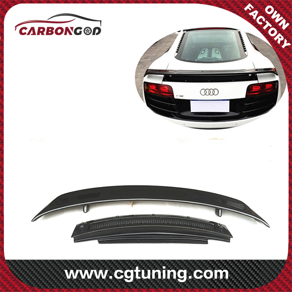 10-15 For Aud R8 V8 V10 COUPE GT style carbon fiber rear spoiler GT wing with base panel plate