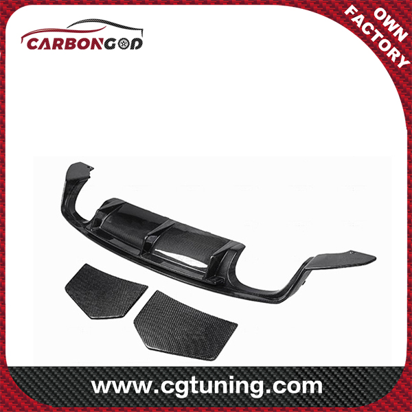 Carbon Fiber Rear Bumper Lip Diffuser with Side Splitter Spats Panel Aprons For 15-19 Audi TT Sline TTRS MK3