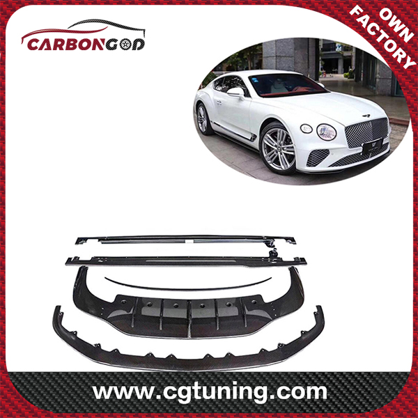 For 2020 Bentley Continental GT W12 100-year Limited style Carbon Fiber Body kit Front Bumper Lip Side Skirts Diffuser Spoiler