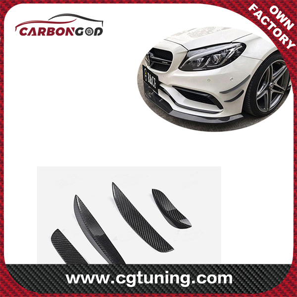 C63 w205 AMG BS style Carbon Fiber Front Bumper Canards Winglets for Mercedes Benz C63 w205 coupe