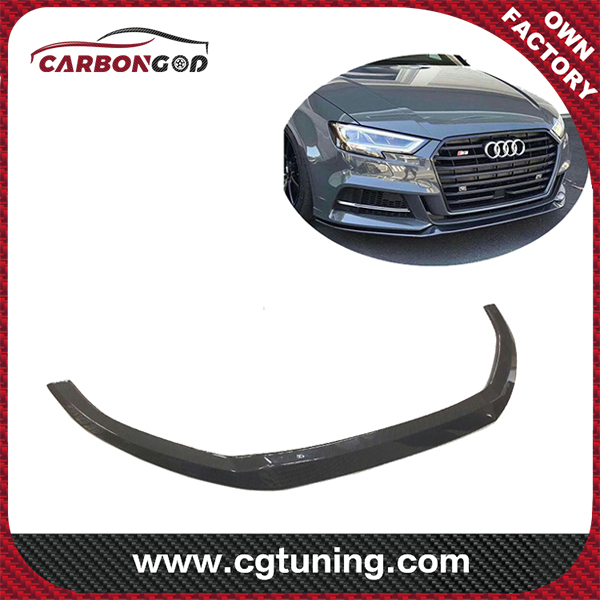 IDENUONA Carbon Look Front Spoiler Splitter Lip For Audi A3 S3 2017-2019 (3pc)