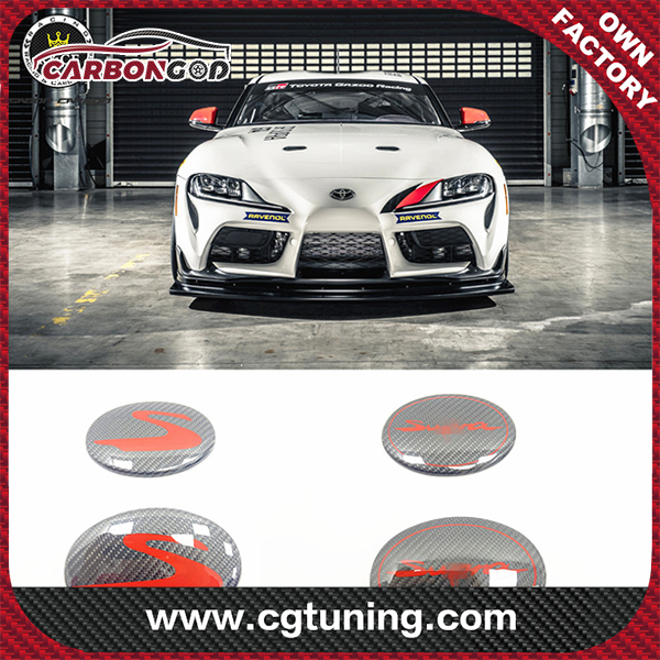2020+ Supra A90 A91 MK5 Replacement Glossy Carbon Fiber Front &amp; Rear Emblem Badge for Toyota  GR Supra