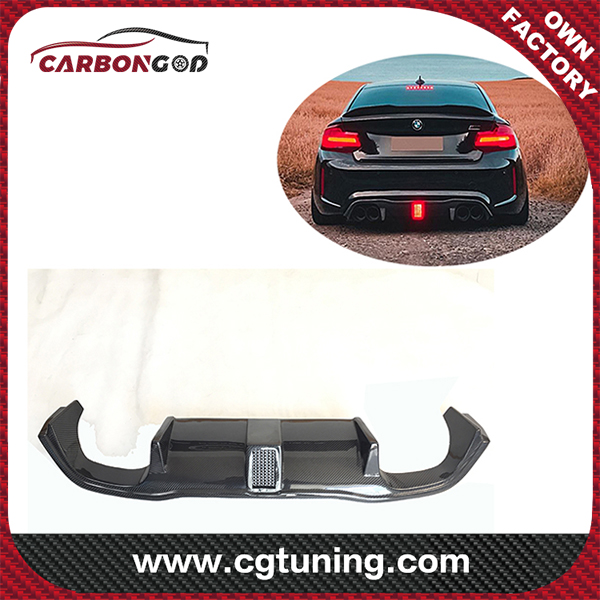 16-19 RCF Hot style F87 M2 M2C Rear Bumper Lip Spoiler Diffuser Carbon Fiber with F1 LED light For BMW F87 Competition