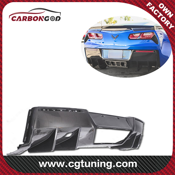 For 2014-2019 Chevrolet Corvette C7 Stingray RZA style Carbon Fiber Rear Bumper Diffuser Lip