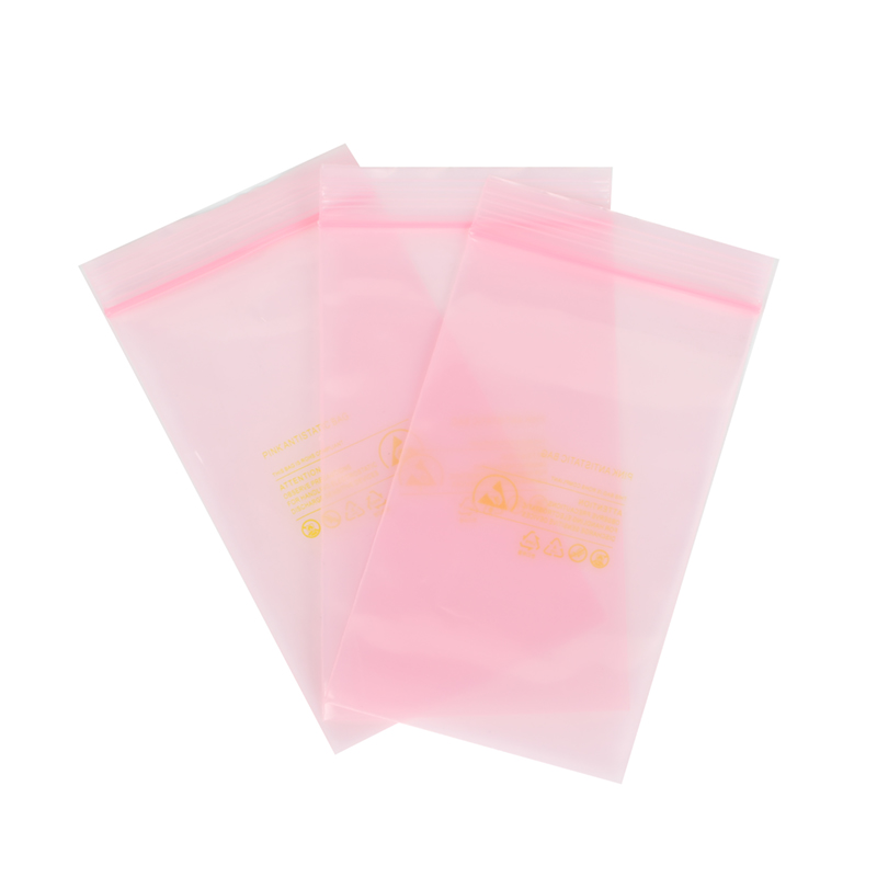 Transparent pink color LDPE ziplock plastic bag durable for toy and jewelry