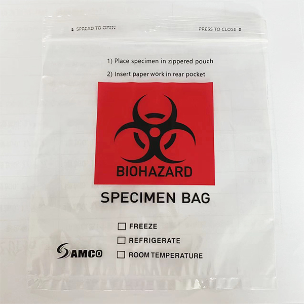 Medical Grade Disposable Biohazard LDPE Plastic Zipper Transport Ziplock Collection Biohazard Specimen bag