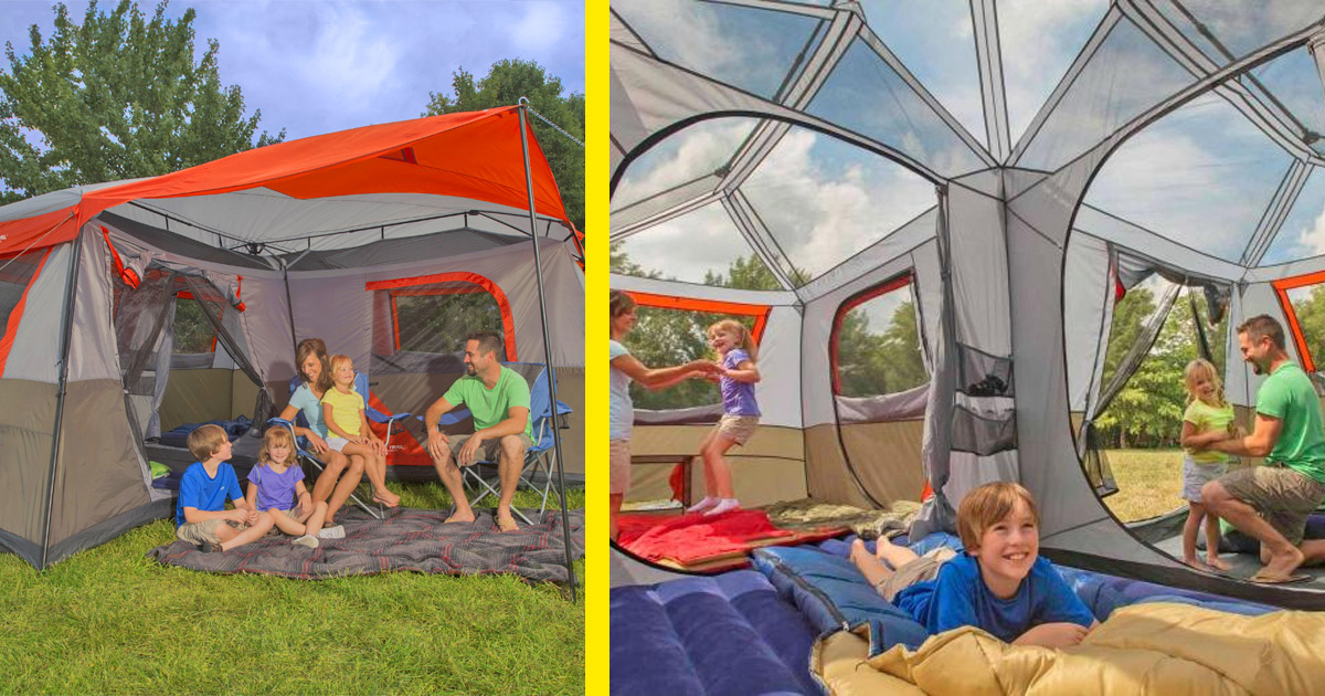 Camping Tent 3 Room Outdoor Hiking Sleeping Sunshade