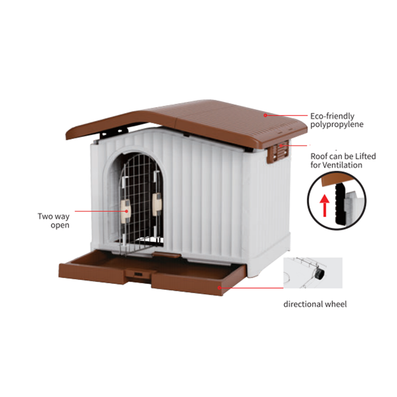 CB-PHH461 Insulated Water-Proof Dog Kennel with Roof Can Be Lifted For Ventilation And Pull-out Tray With Wheels For Easy Removal And Cleaning