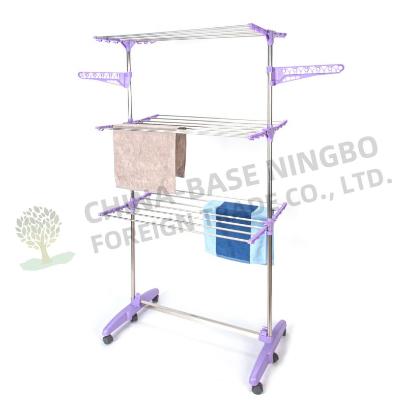 Expandable Clothes Drying Rack Indoor Outdoor Using 3-Tier Rack Hanger for Towels