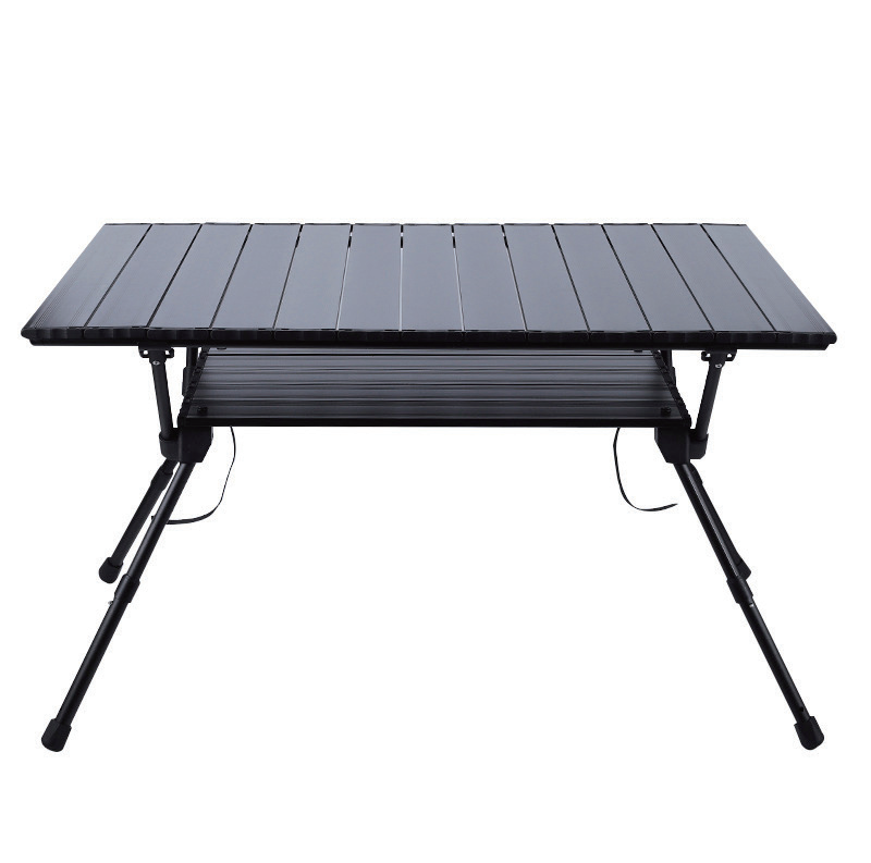 BH-SCZ Folding Camping Table Adjustable Height, 4-6 Person Lightweight Aluminum Roll-up Table for Camping Outdoor Picnic BBQ Backyard Party Support 110lbs