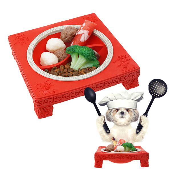 CB-PCW9977 DOG FEEDER AND CHEW TOYS TRELLIS HOT POT Durable Rubber for Pet Training and Cleaning Teeth