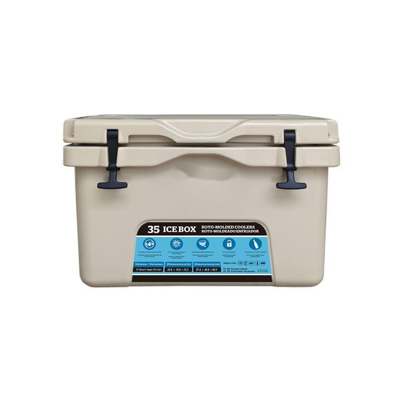 HT-AH35 Solid Portable Plastic Tan Cooler Box Keep Ice Frozen Longer