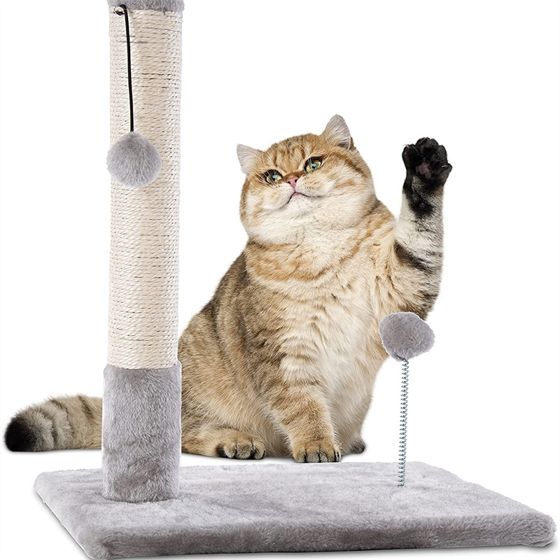 Jongee Cat Scratching Post Claw Scratcher with Sisal Rope and Hanging Ball Toy for Kitten