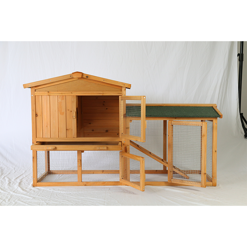 CB-PHST158 Hen Cage with Ventilation Door, Removable Tray, Garden With Gridding Fence, Backyard Pet House Chicken Nesting Box