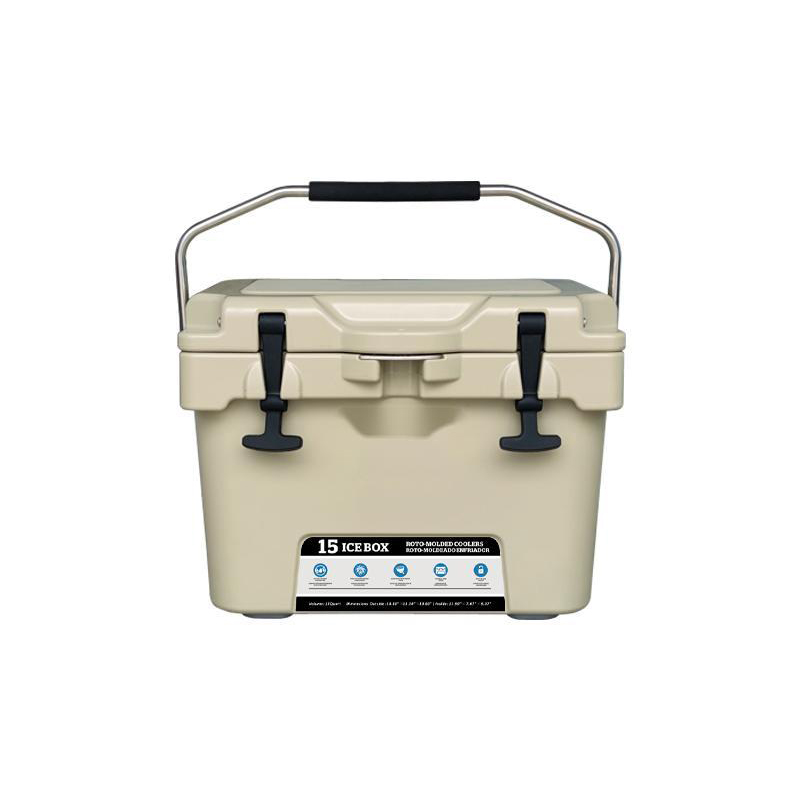 HT-EH15 Solid Portable Plastic Tan Cooler Box Keep Ice Frozen Longer