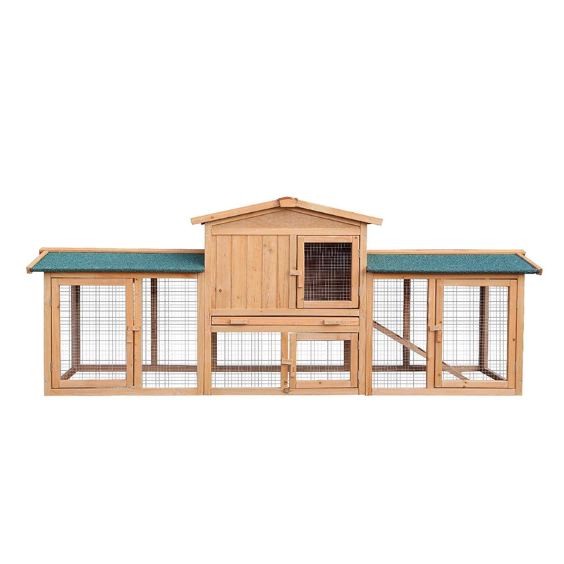 CB-PHST2000 Sturdy Bunny House for Rabbits& Hamster, Removable Tray, Garden With Gridding Fences On Both Sides,  Backyard Pet House