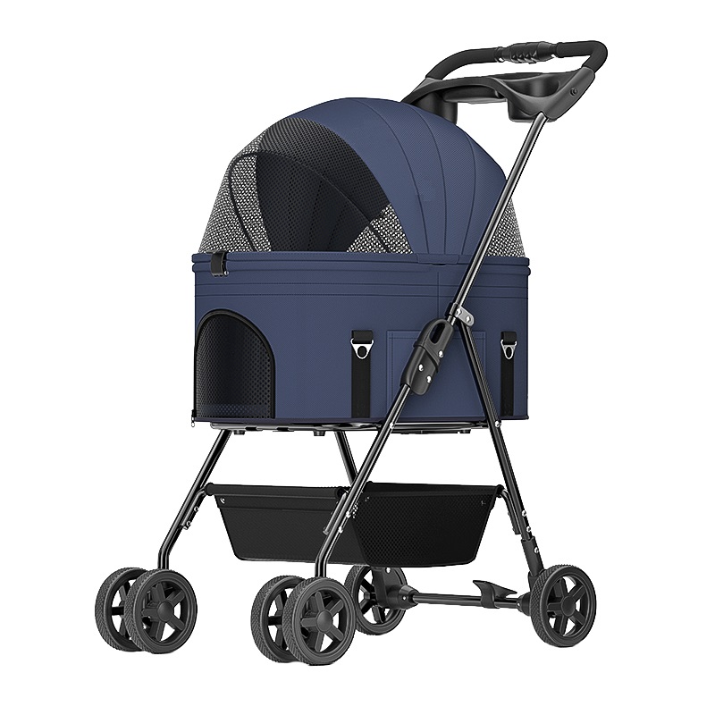 CB-PSBL09LB Four Wheels Carrier Strolling Cart with Weather Cover, with Storage Basket