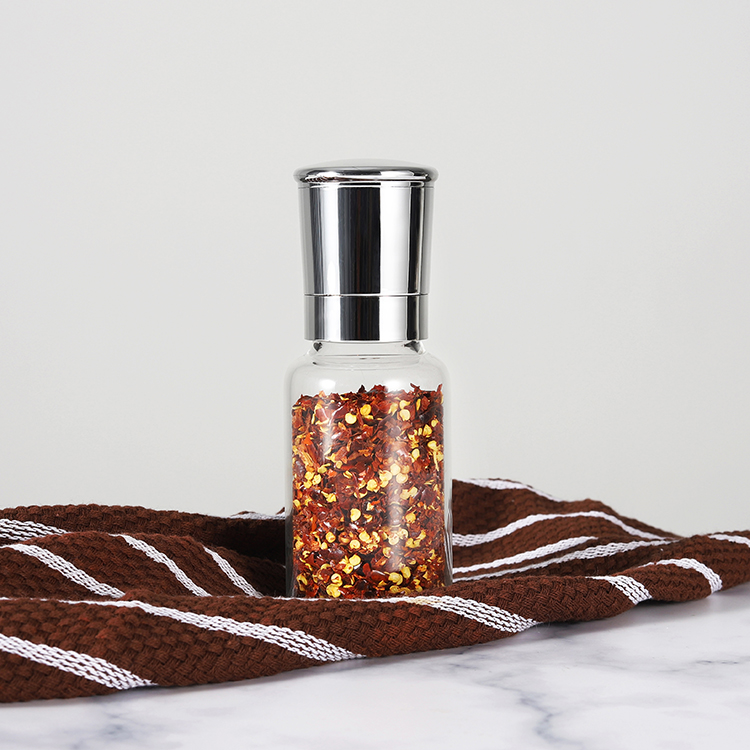 165ml Borosilicate Glass Salt & Pepper Grinder with Plastic Lid and Ceramic Core