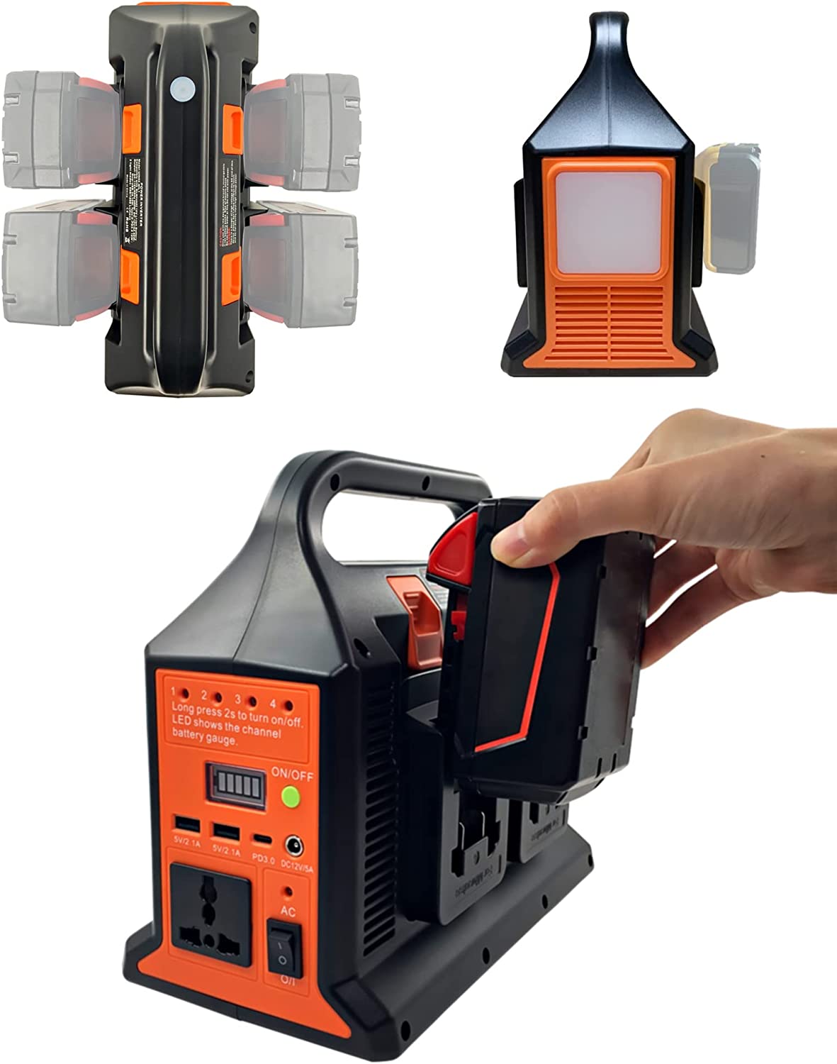 300W 4 channel Portable Power Supply Inverter for Outdoor camping emergency lighting and charging